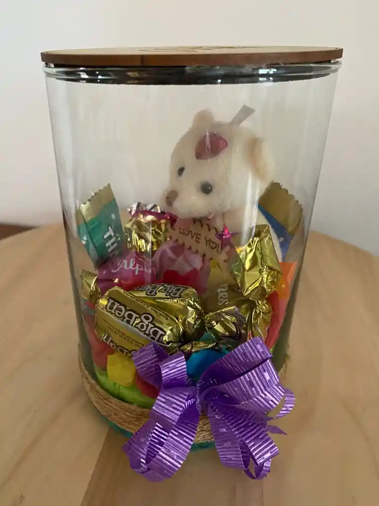 Regalo Detalle Oso De Amor Con Moño Y Chocolates Para Cualquier Ocasión