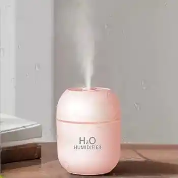 Humidificador H₂o Luz Led En Color Rosado (220ml) + 1 Esencia Hidrosoluble