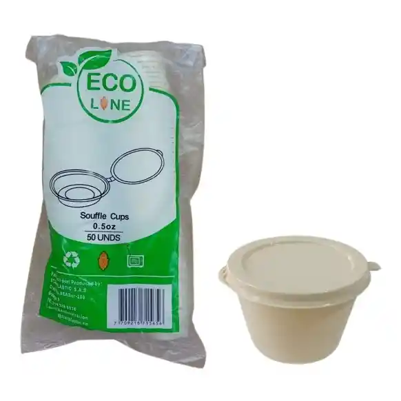 Copa Souffle 1/2onz Salsero Beige Star Plastic X 50und Tapa Bisagra