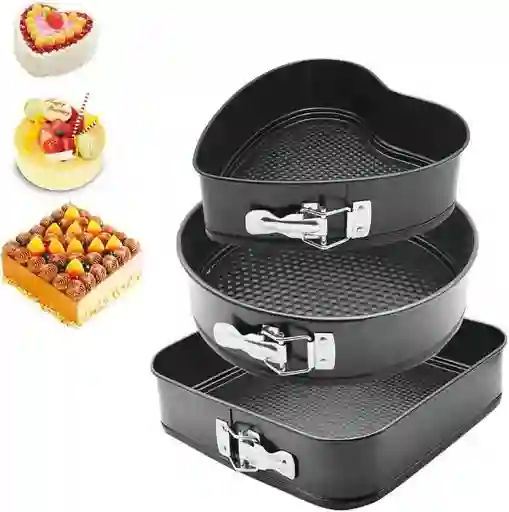 Moldes Para Repostería Set De 3 Cuadrado Redondo Y Corazón