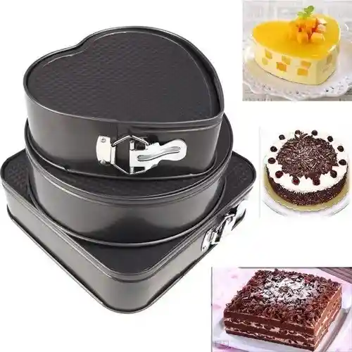 Moldes Para Repostería Set De 3 Cuadrado Redondo Y Corazón