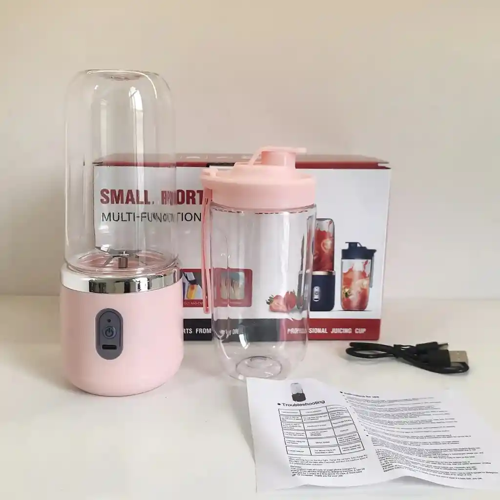 Licuadora 2 Vasos Batidos Mini Recargable