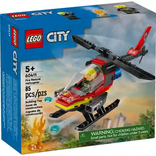 Juego Lego Helicóptero Bomberos 85 Piezas Para Niños