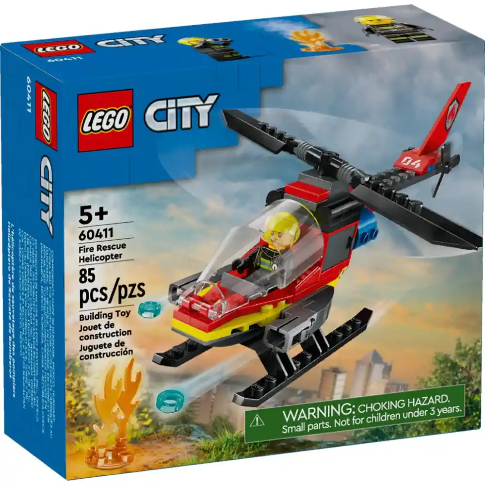 Juego Lego Helicóptero Bomberos 85 Piezas Para Niños