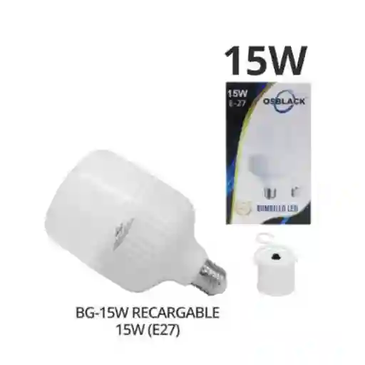 Bombillo Led Recargable / Lampara De Emergencia 15w Osblack