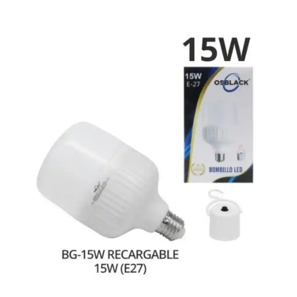 Bombillo Led Recargable / Lampara De Emergencia 15w Osblack