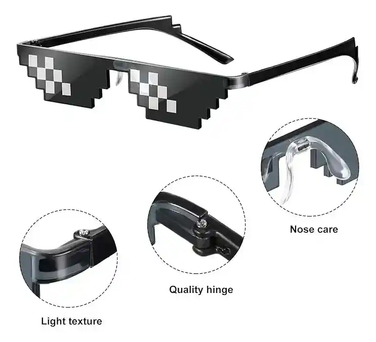 Gafas Pixeladas Thug Life Meme Divertidas Gamer Minecraft
