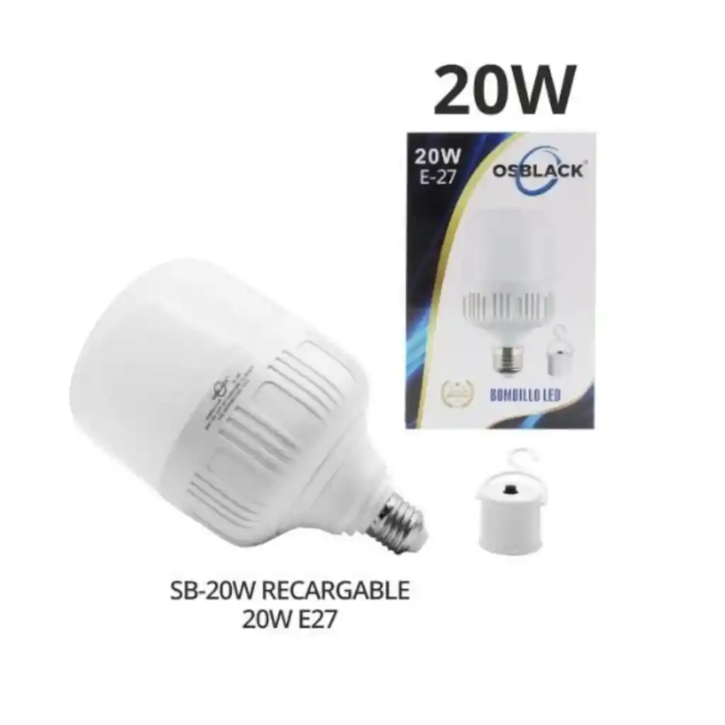 Bombillo Led Recargable / Lampara De Emergencia 20w Osblack
