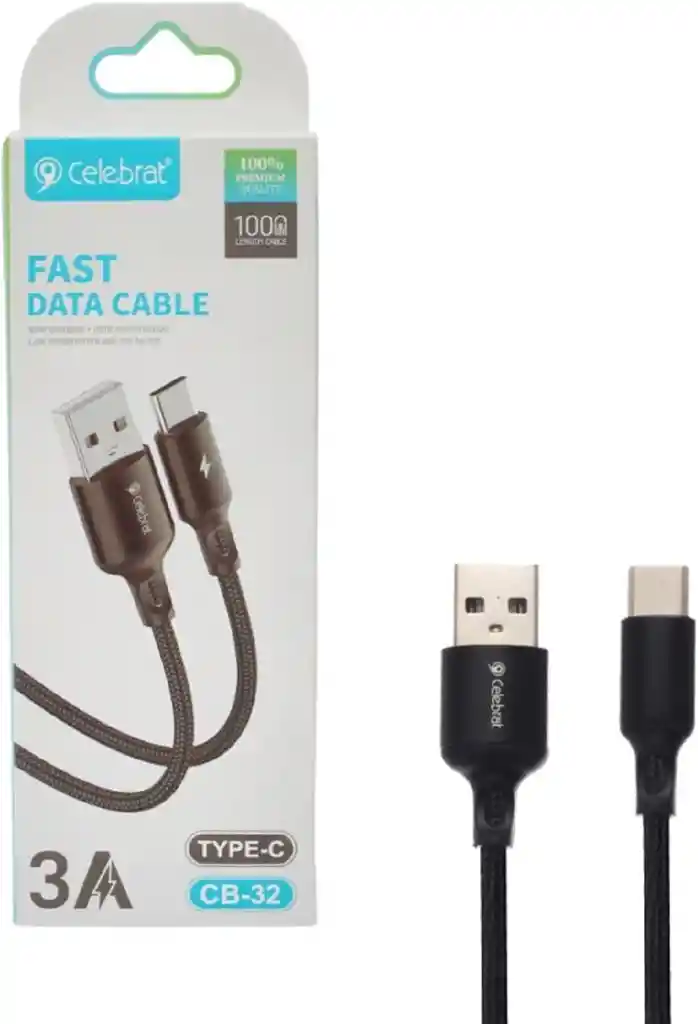 Cable Celebrat Usb A Tipo-c 3a 1.2m Con Revestimiento Trenzado