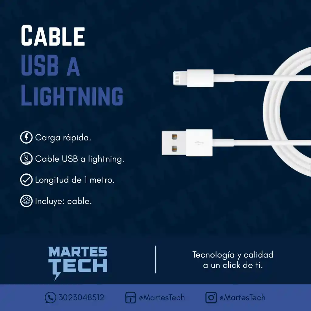 Cable Usb-a A Lightning Para Iphone