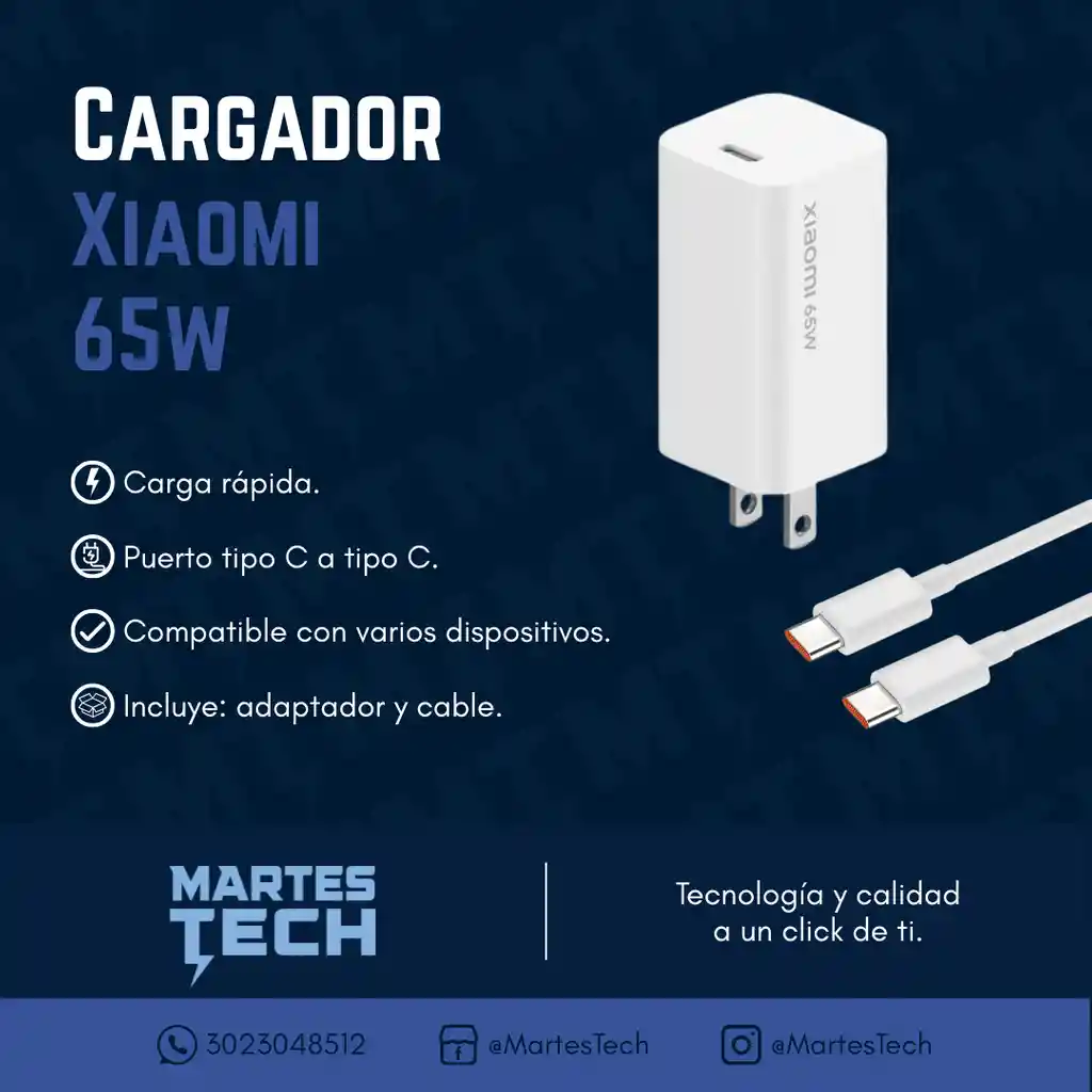 Cargador 65w Para Xiaomi
