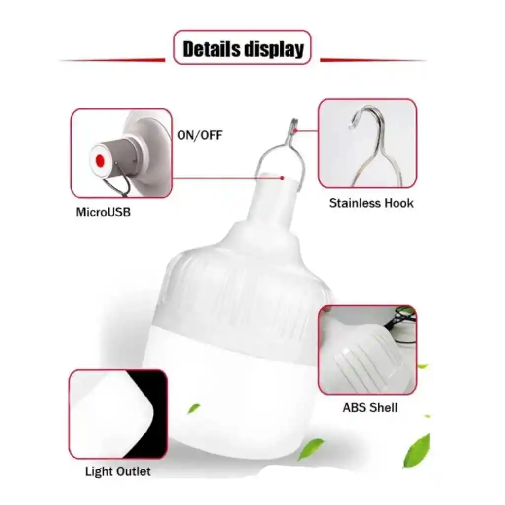 Bombillo Led Recargable / Lampara De Emergencia 30w Zafiro