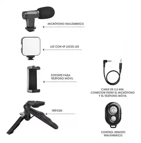 Soporte Celular Con Luz Y Microfono Soporte