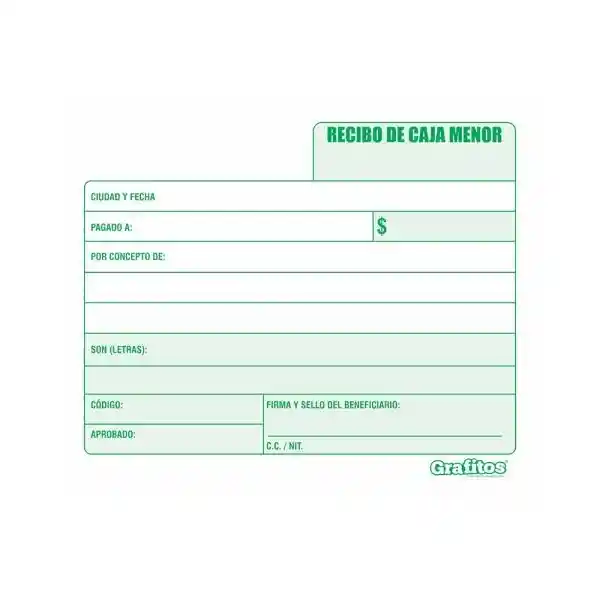 Recibo Caja Menor Talonario X 200 Unidades 12.5 Cm X 8.5 Cm