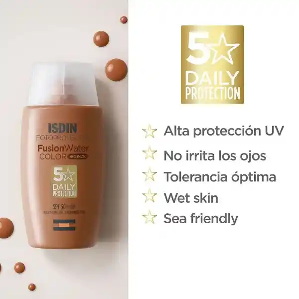 Protector Solar Facial Con Color Isdin Fotoprotector Fusion Water Color Bronze Spf 50 *50ml