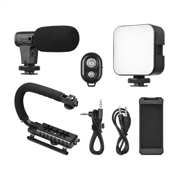 Soporte Camara Y Celular Luz Led Micrófono