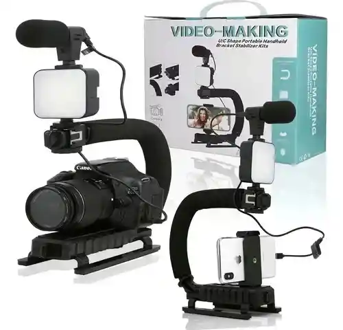 Soporte Camara Y Celular Luz Led Micrófono