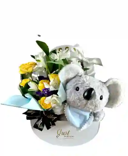 Arreglo Flores Baby Shower Nacimiento Y Peluche Koala