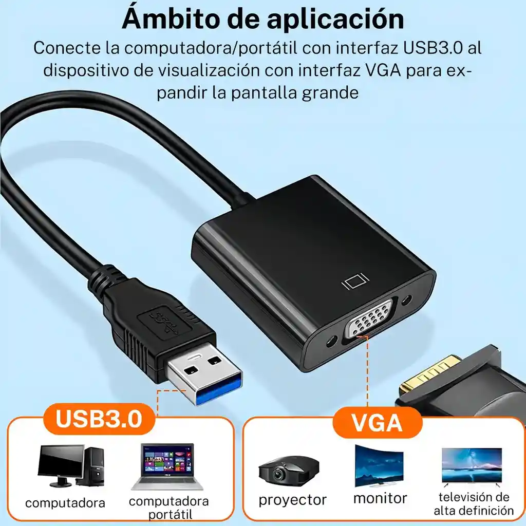 Convertidor Usb 3.0 A Vga Negro