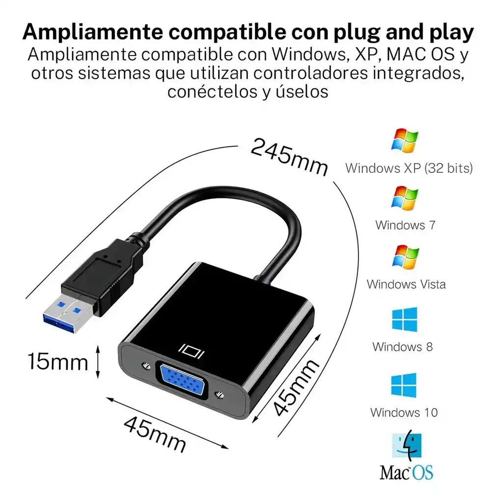 Convertidor Usb 3.0 A Vga Negro