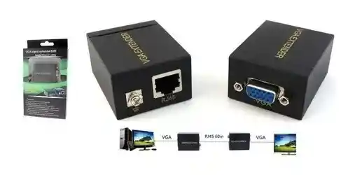 Extender Vga Por Cable Utp Rj45 Hasta 60m Amplifica Señal