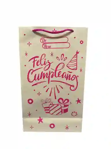 Bolsa De Regalo Cartulina Rosada 27x16 Feliz Cumpleaños