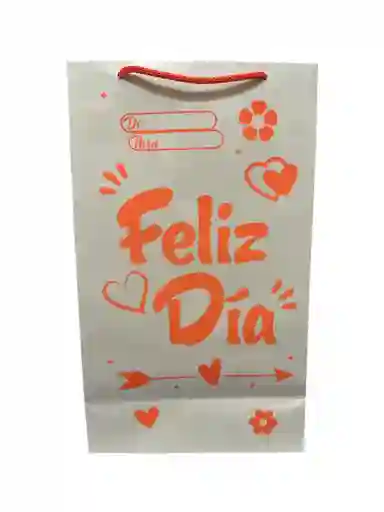 Bolsa De Regalo Cartulina Naranja 27x16 Feliz Dia, Feliz Cumpleaños