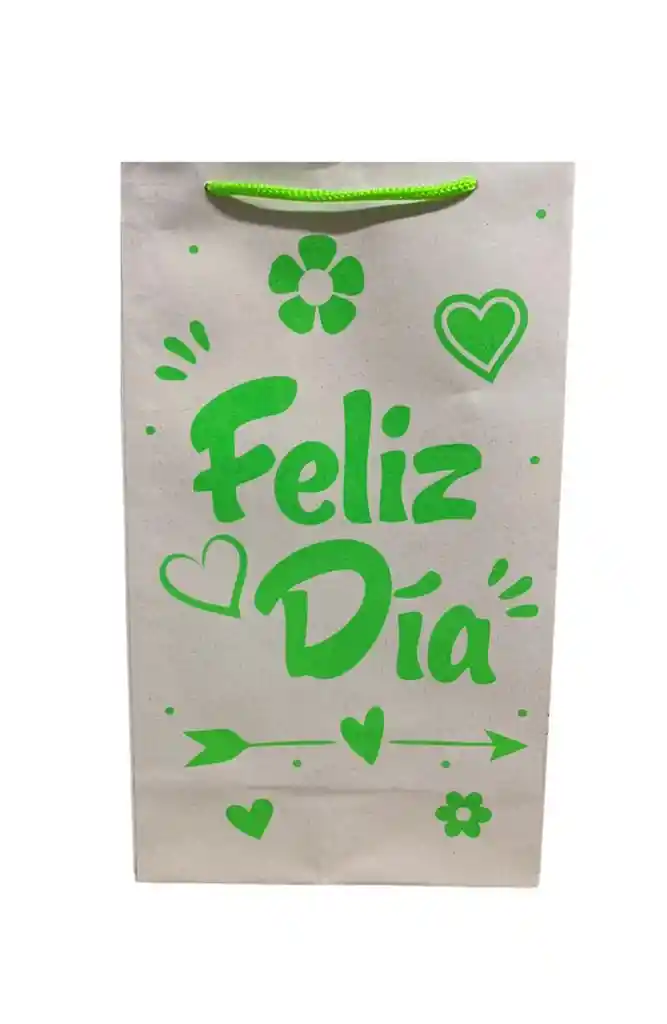 Bolsa De Regalo Cartulina Verde 27x16 Con Mucho Amor Para Ti, Feliz Dia