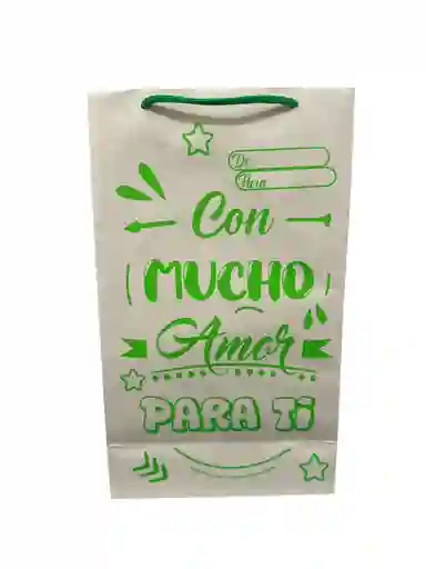 Bolsa De Regalo Cartulina Verde 27x16 Con Mucho Amor Para Ti, Feliz Dia