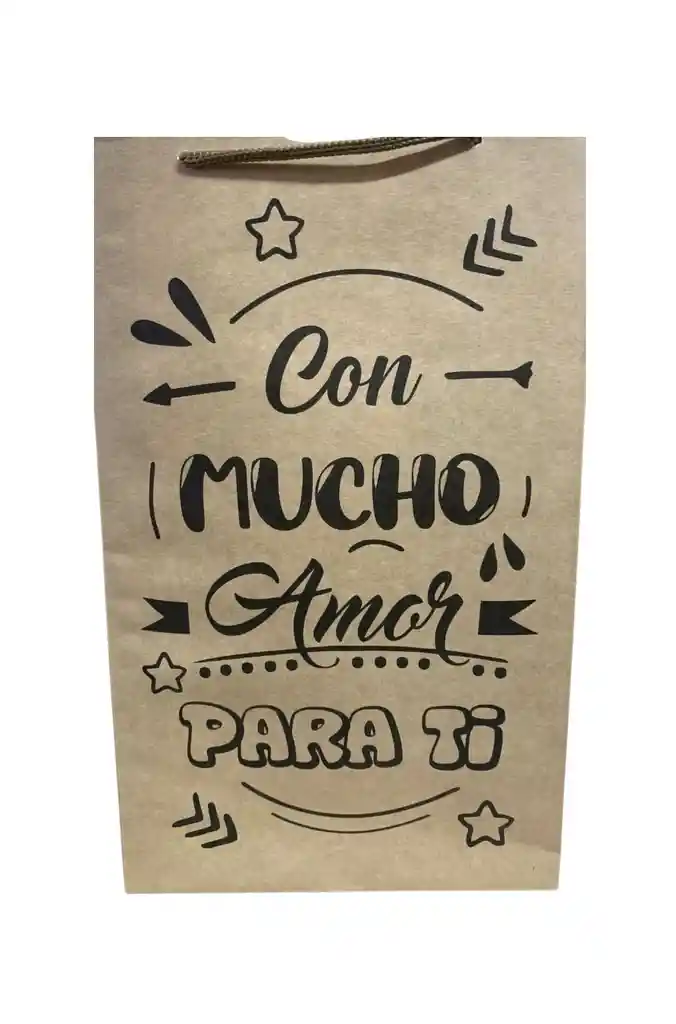 Bolsa De Regalo Kraft 27x16 Con Mucho Amor