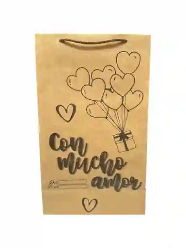 Bolsa De Regalo Kraft 27x16 Con Mucho Amor