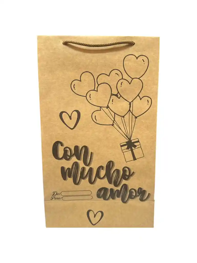 Bolsa De Regalo Kraft 27x16 Con Mucho Amor