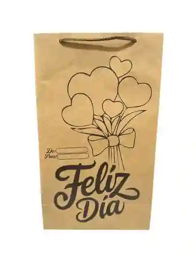 Bolsa De Regalo Kraft 27x16 Feliz Dia