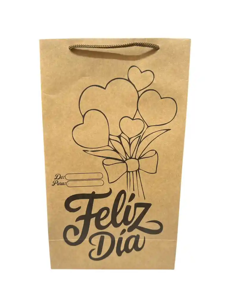 Bolsa De Regalo Kraft 27x16 Feliz Dia