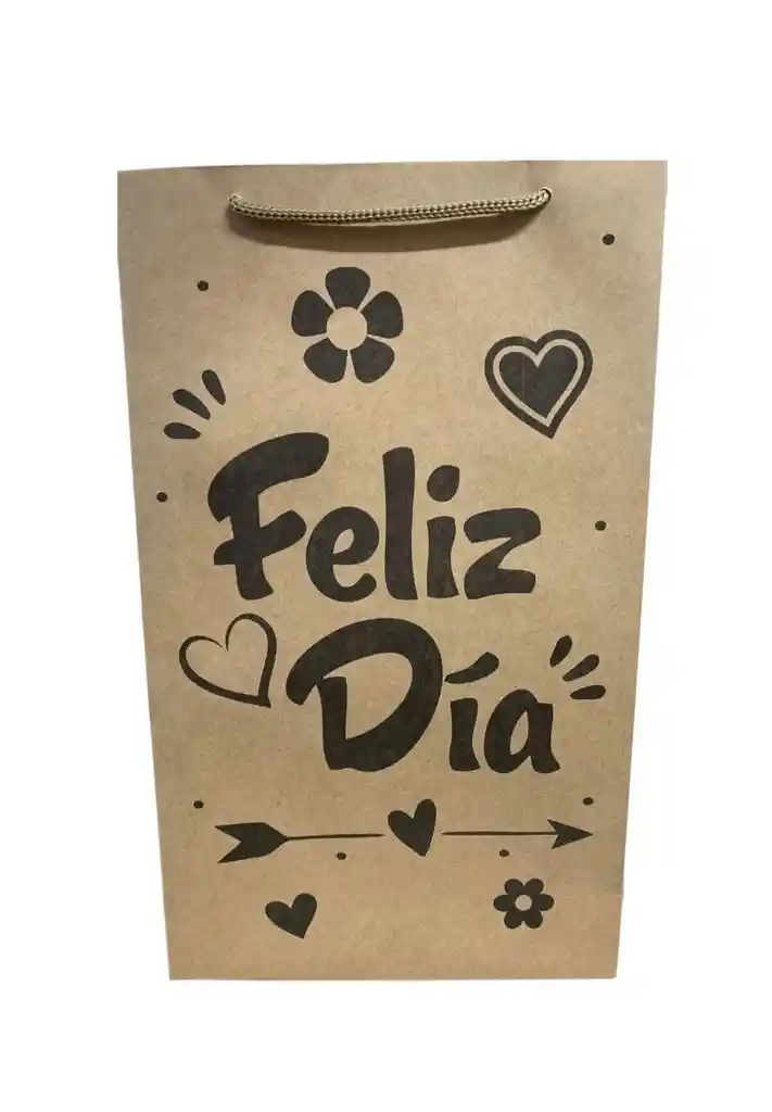 Bolsa De Regalo Kraft 27x16 Feliz Dia