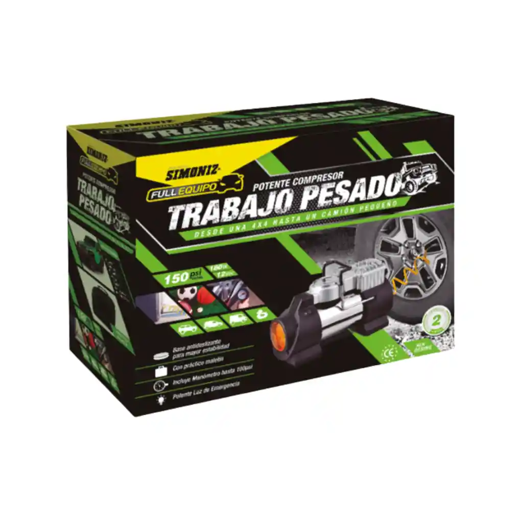 Potente Compresor De Trabajo Pesado Full Equipo Simoniz - 150psi/180w/12vdc