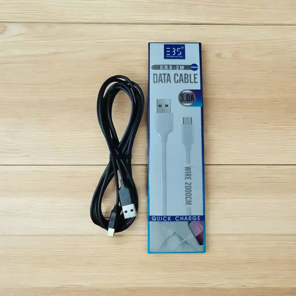 Cable Data Usb A Iphone 2 Mts Color Negro Ebs 3.0a