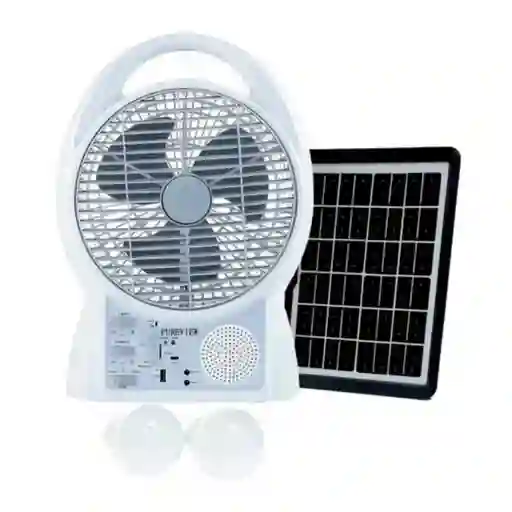 Ventilador Portátil Recargable 2 Bombillos Panel Solar Modelo N288