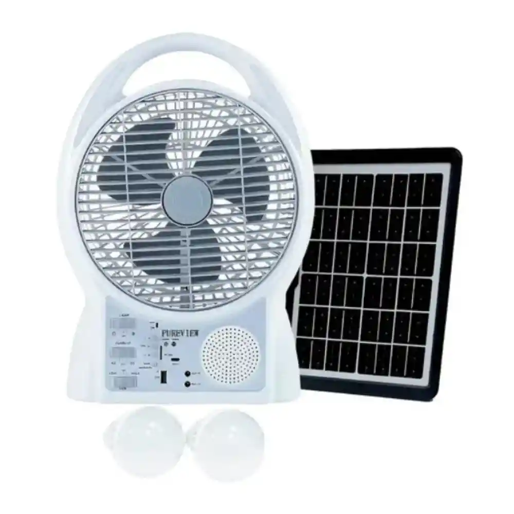 Ventilador Portátil Recargable 2 Bombillos Panel Solar Modelo N288