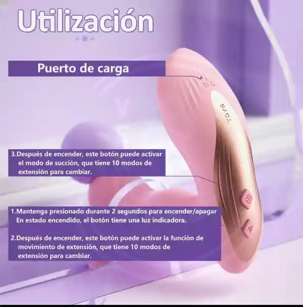 Vibrador O Juguete Sexual De Empuje Con Estimulación Clitorial