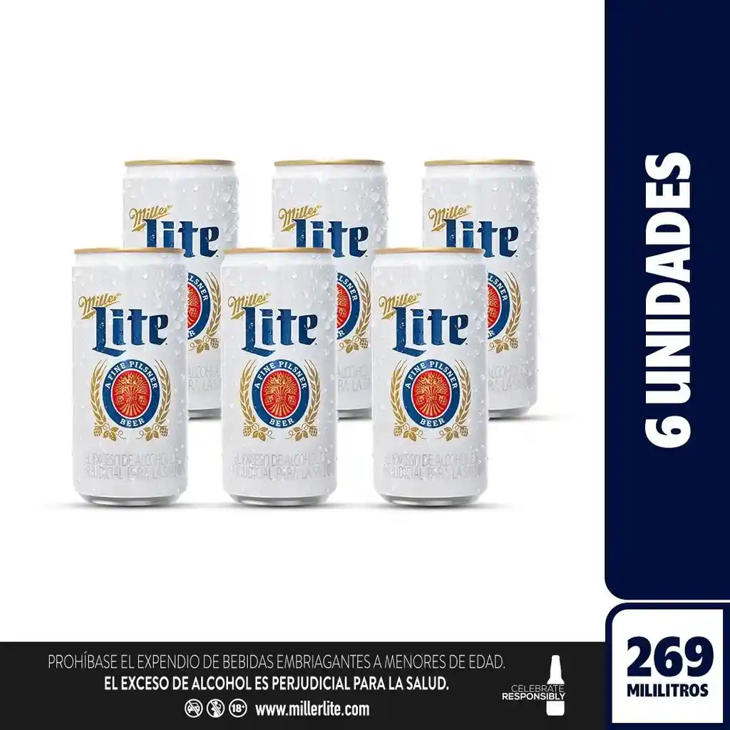 Cerveza Miller Lite 269ml Lata X 6und
