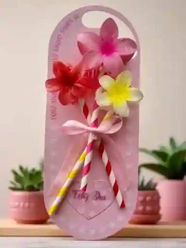 Regalo Amor Y Amistad Flores De Encanto Con Pinzas Hawaianas Colores De Primavera