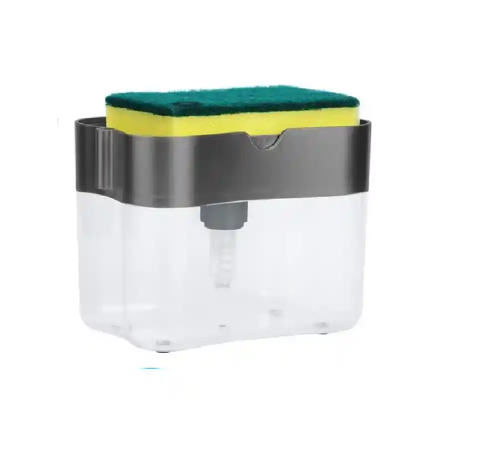 Dispensador De Jabon Liquido Lavaplatos Con Esponja Cocina Color Transparente