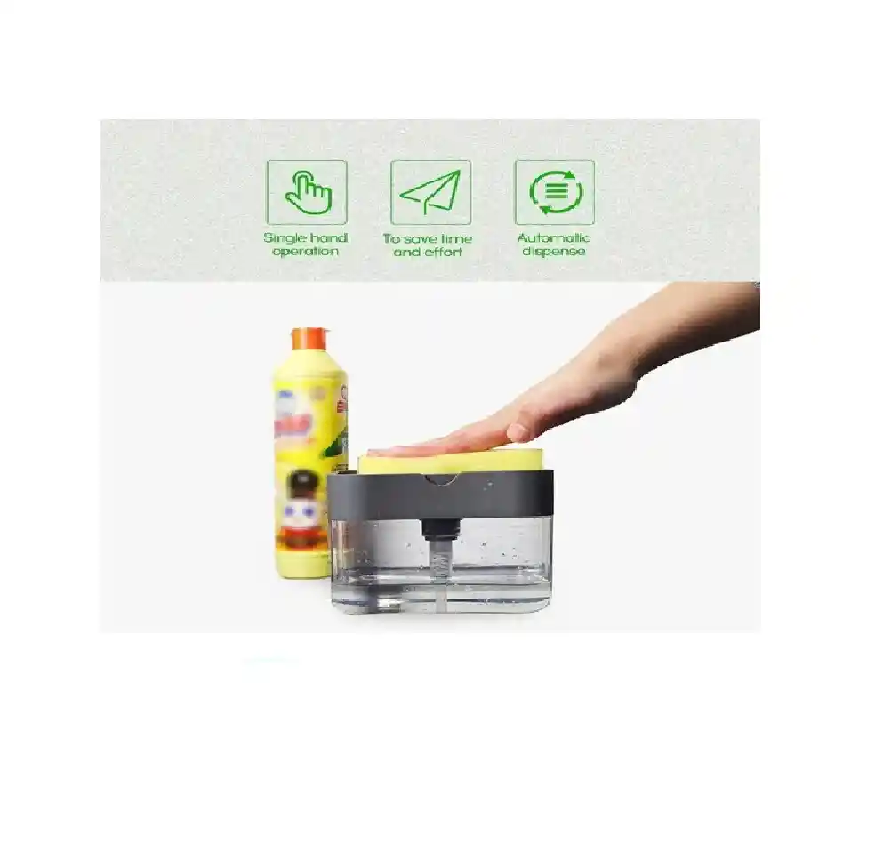 Dispensador De Jabon Liquido Lavaplatos Con Esponja Cocina Color Transparente
