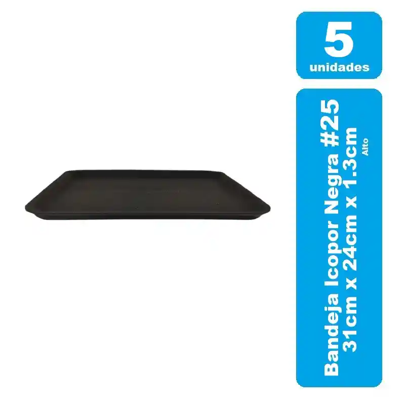 Bandeja Icopor #25 Negro X 5und Baja