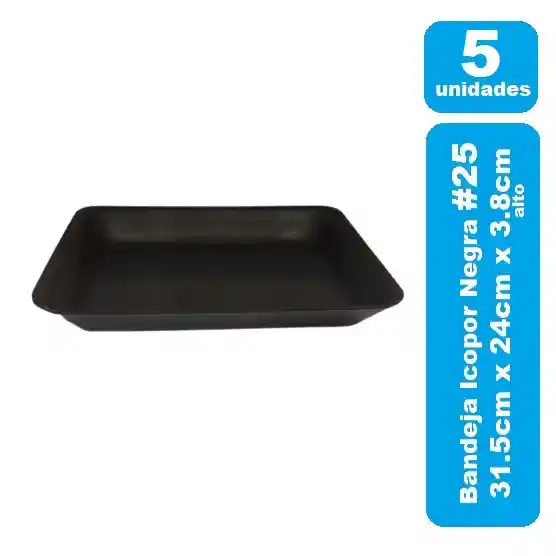 Bandeja Icopor #25 Negra X 5und Alta