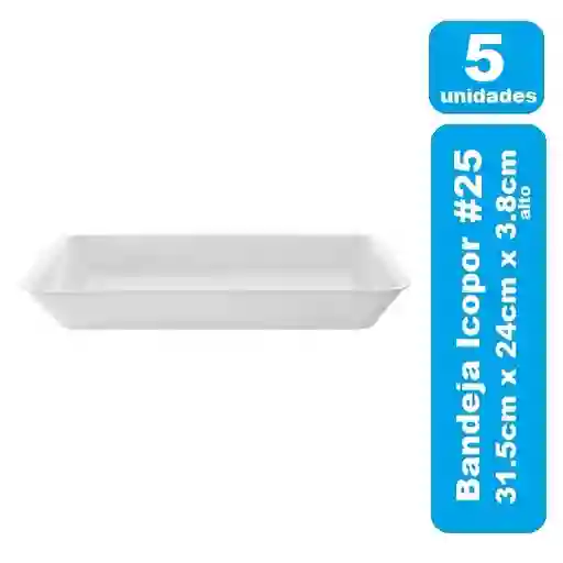 Bandeja Icopor #25 Blanco X 5und Alta