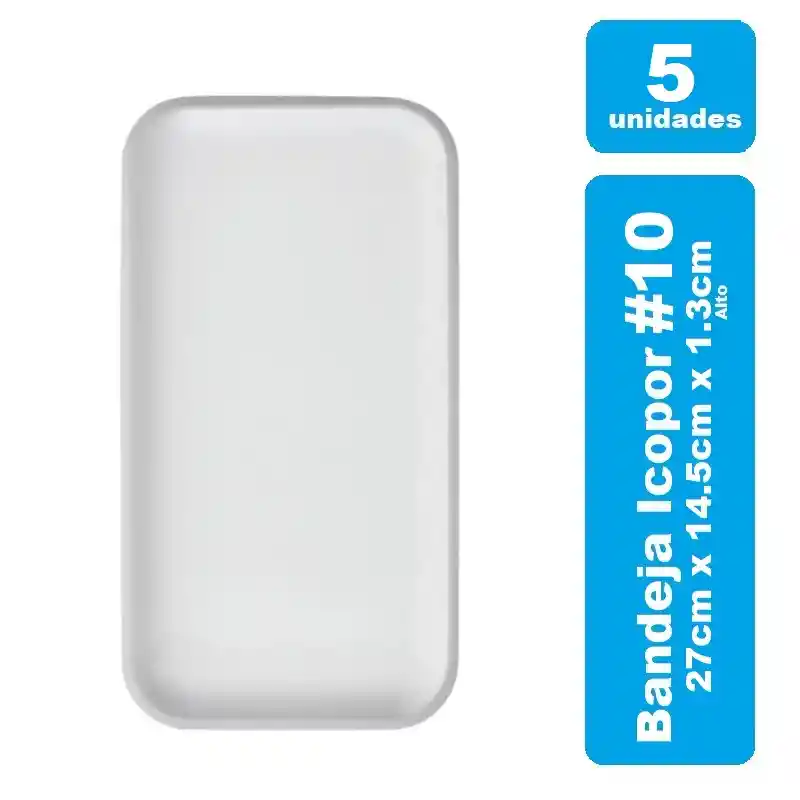 Bandeja Icopor #10 Blanco X 5und