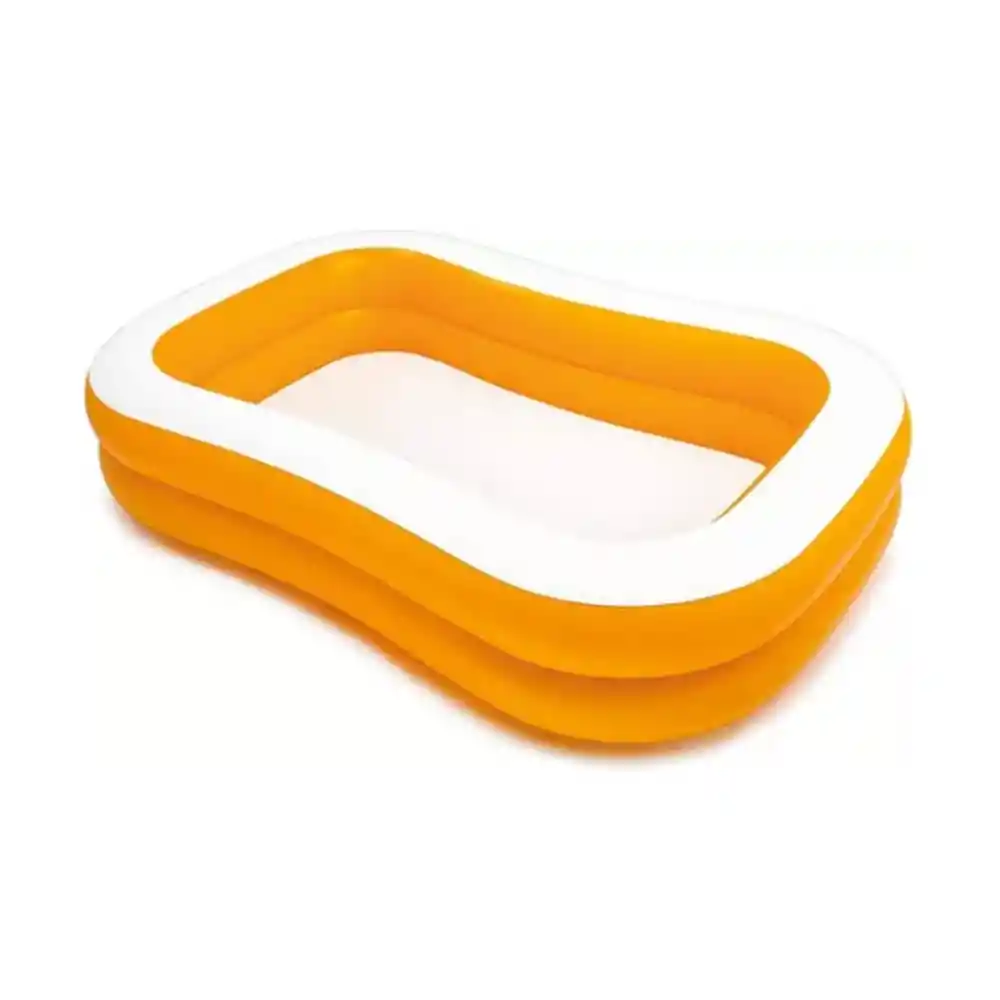 Piscina Inflable Rectangular Intex Naranja Y Blanca Q-14