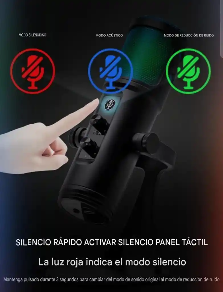 Microfono Gamer Transmisiones Condensador Profesional Rgb